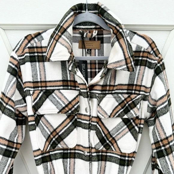 Blank NYC Cream Plaid Long Shacket - Picture 2 of 5